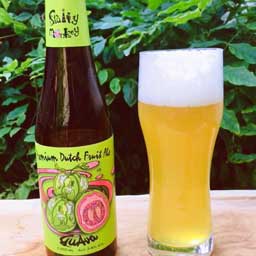 Guava beer bottle and full glass