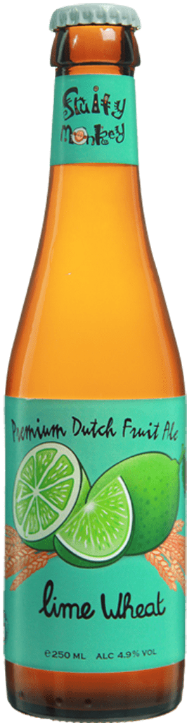 A bottle of lime wheat beer.