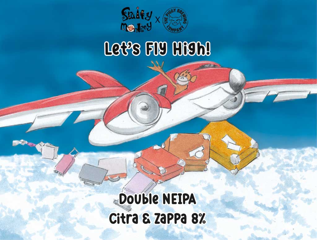 Let's fly high beer label