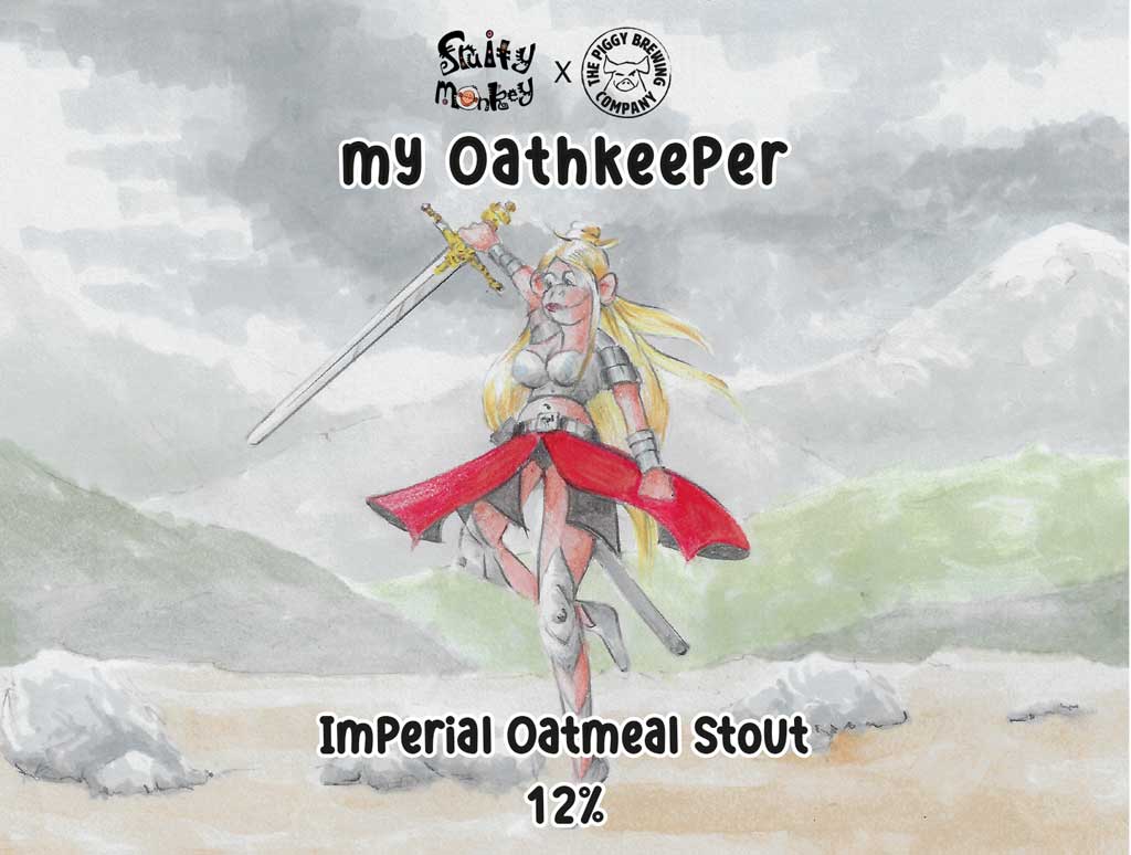 My Oathkeeper beer label, represents the Piggy Brewing Collab