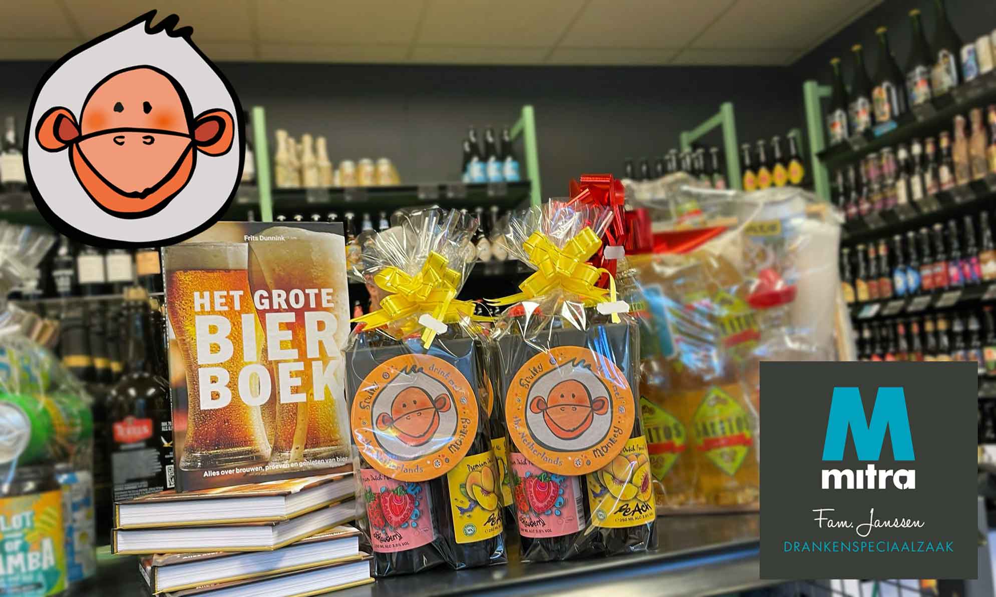 Summer flavour fruit-blend beer gift set in wrapping and bow in bottle shop